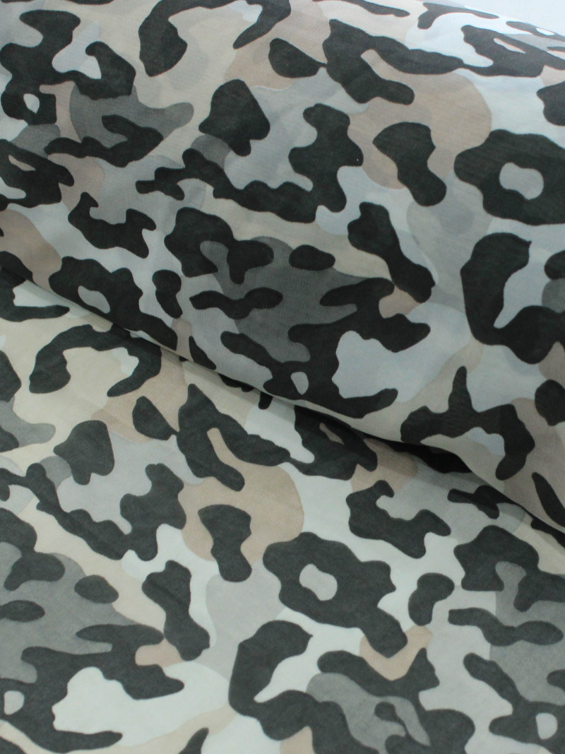 Tecido Crepe Chiffon Camuflado Tons de Verde