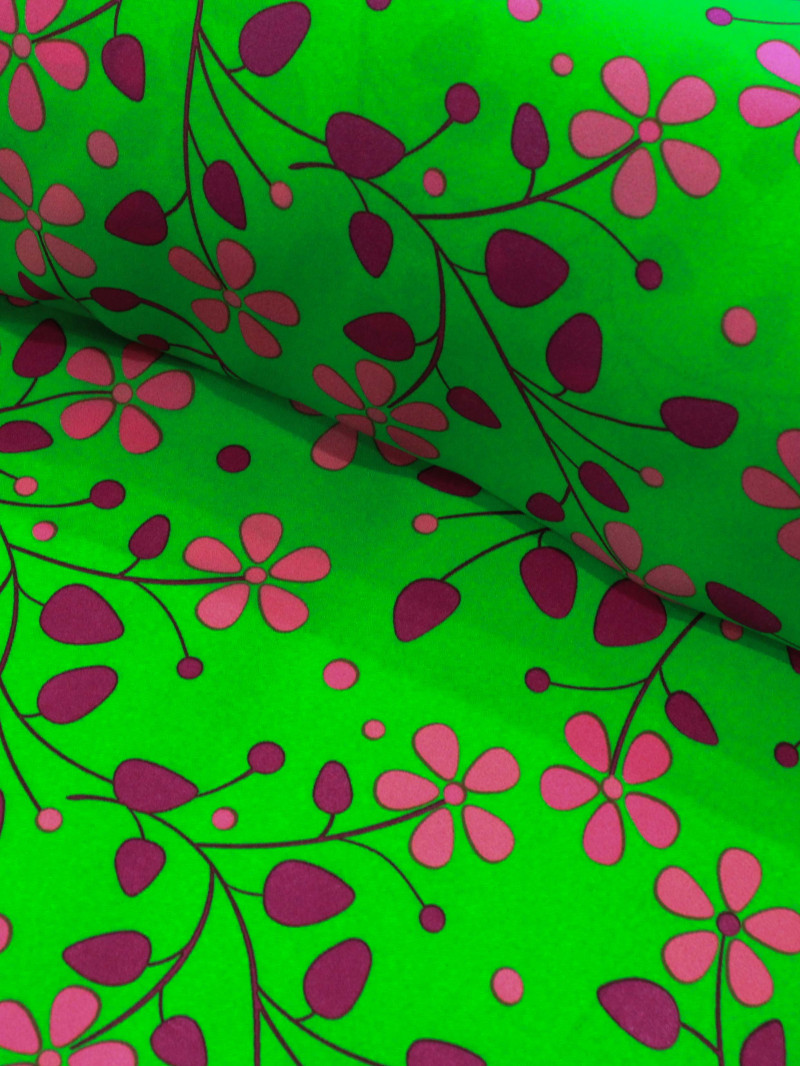 Tecido Crepe GGT Floral Tons de Rosa e Verde