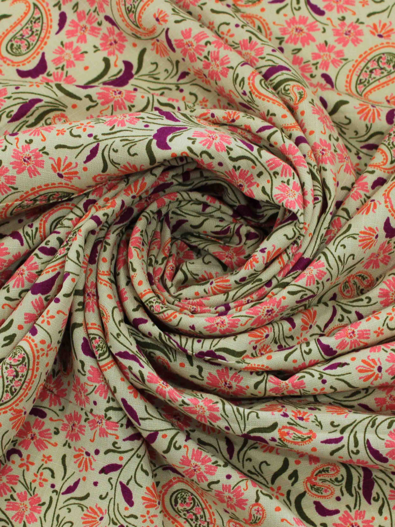 Tecido Viscose Texturizada Cashmere Tons de Rosa e Bege