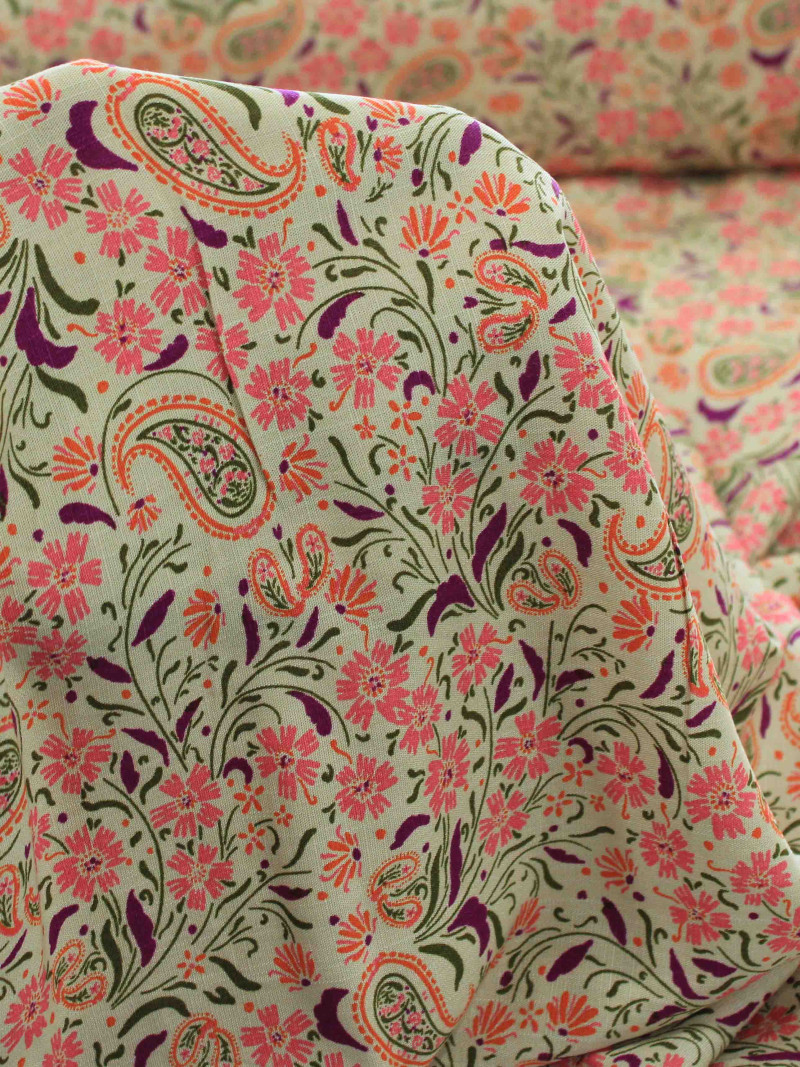 Tecido Viscose Texturizada Cashmere Tons de Rosa e Bege