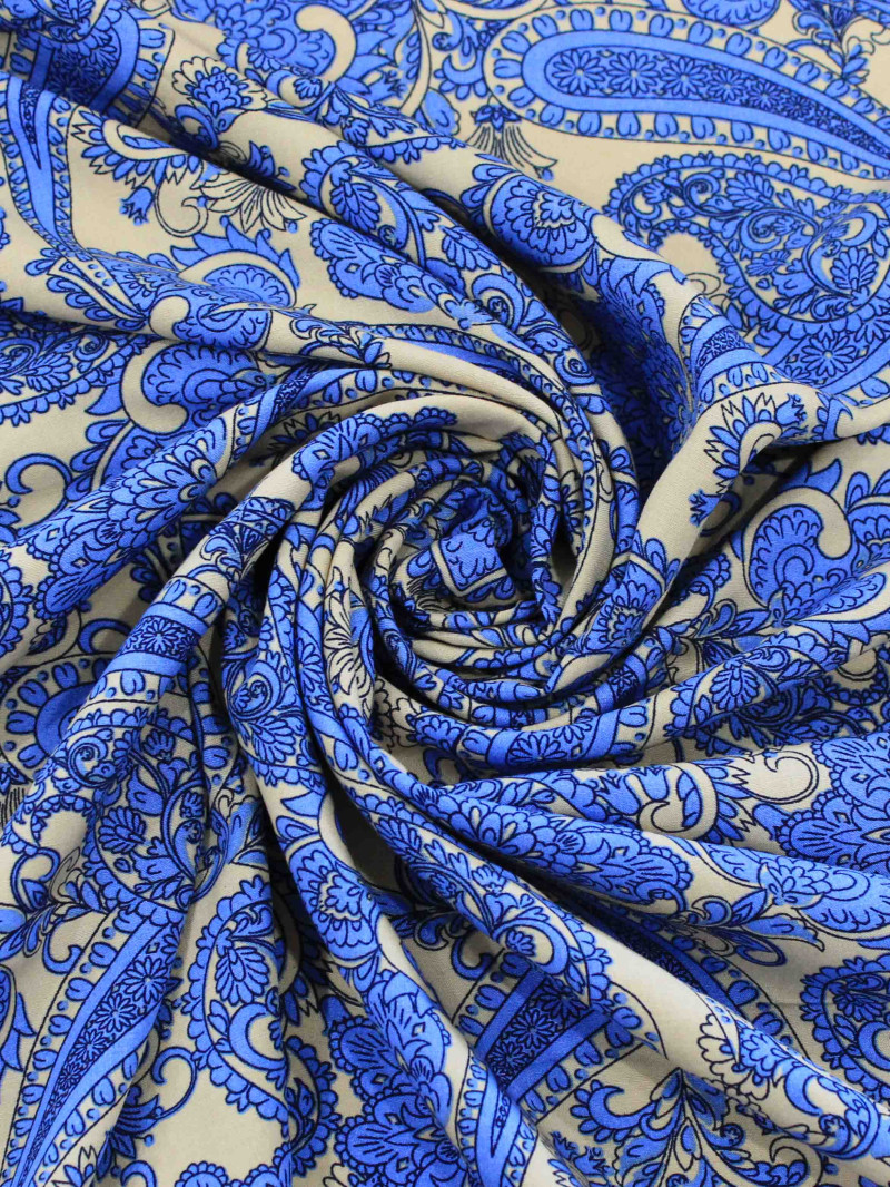 Tecido Viscose Macro Cashmere Azul e Bege