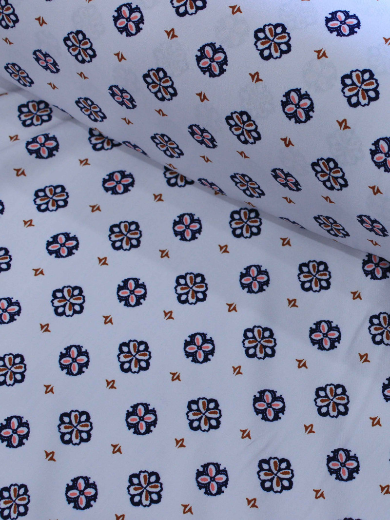 Tecido Viscose Porcelana Retro Gelo e Azul