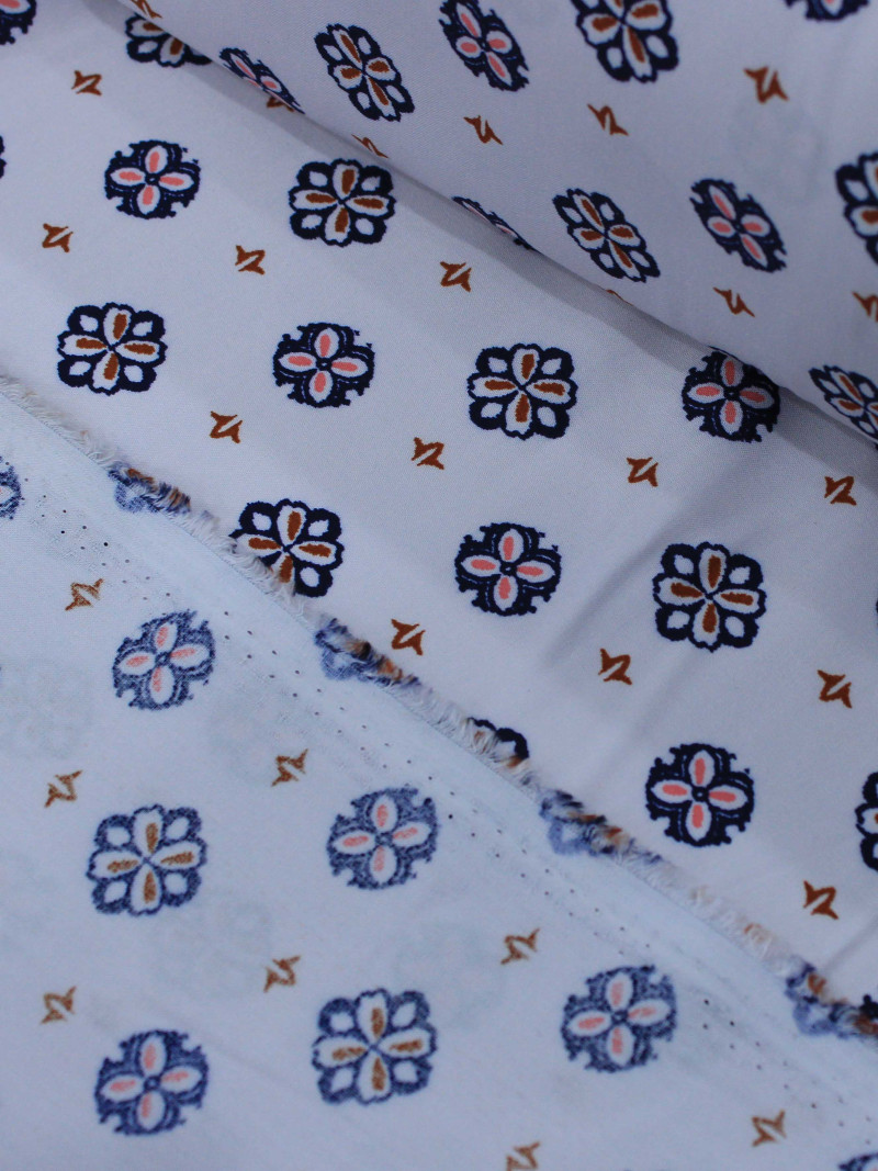 Tecido Viscose Porcelana Retro Gelo e Azul