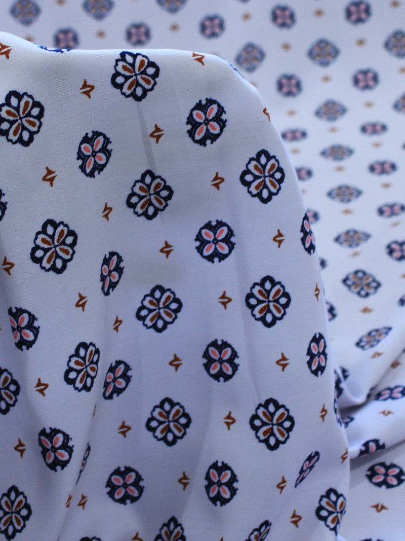 Tecido Viscose Porcelana Retro Gelo e Azul