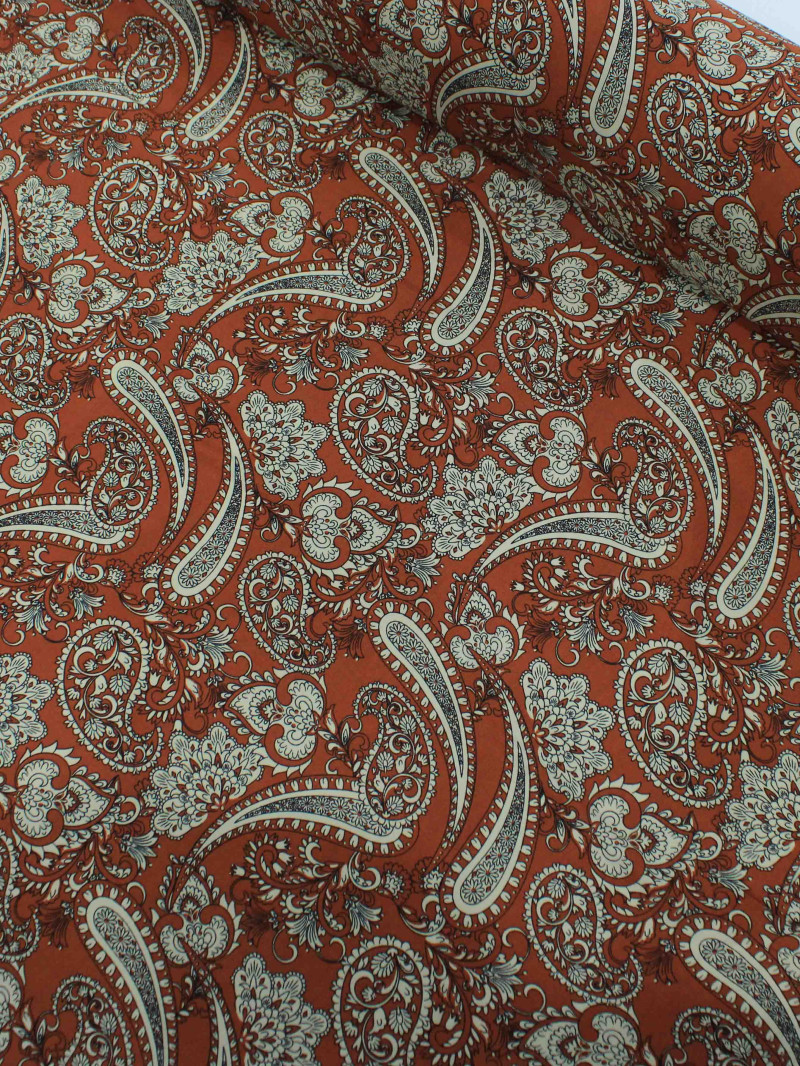 Tecido Viscose Macro Cashmere Terracota e Bege