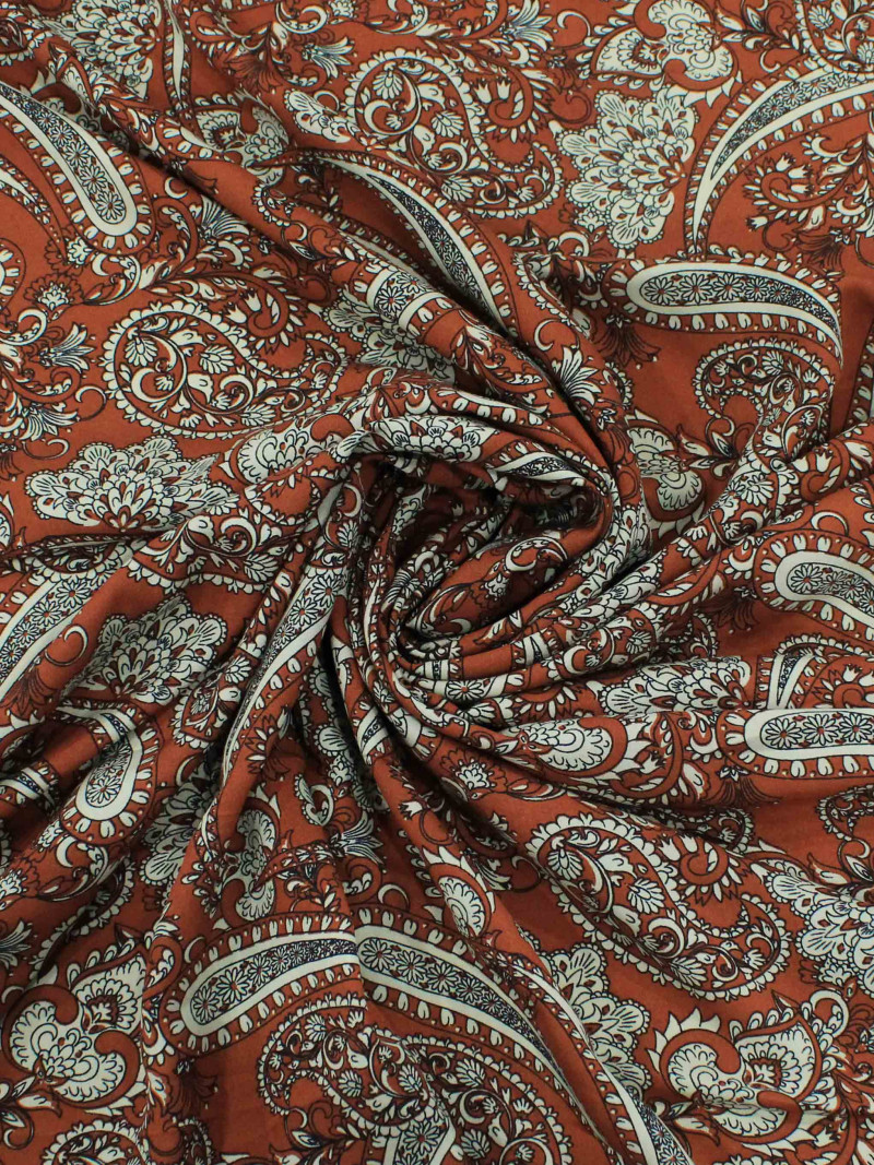Tecido Viscose Macro Cashmere Terracota e Bege