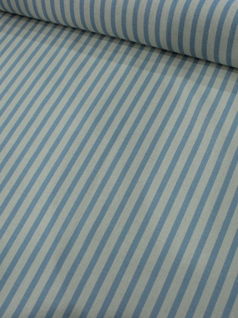 Tecido Linho Misto Listrado Azul 