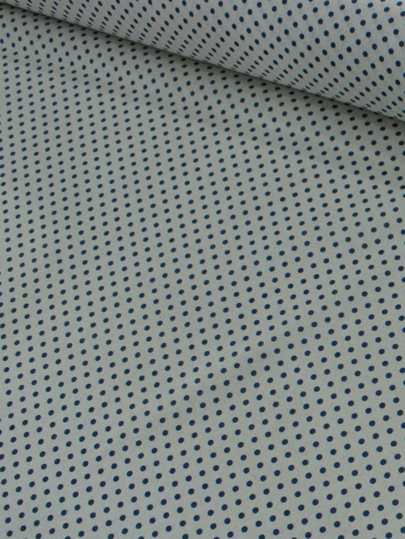 Tecido Linho Misto Bolinhas Vintage Azul 
