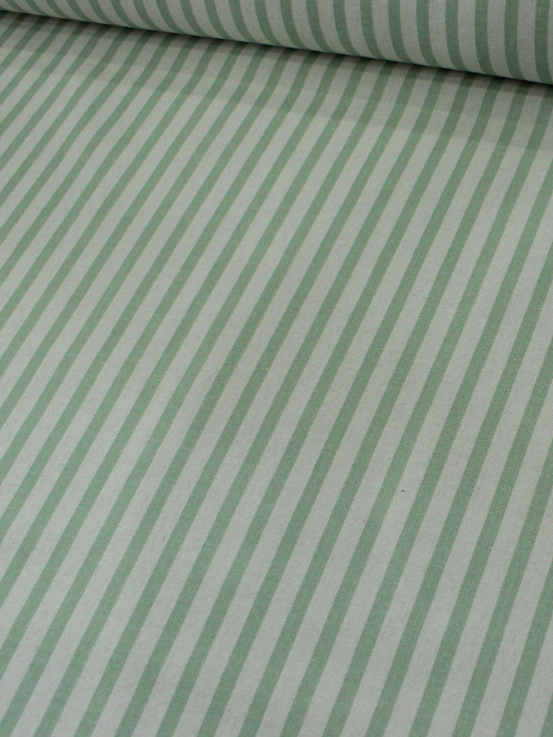 Tecido Linho Misto Listrado Verde-claro