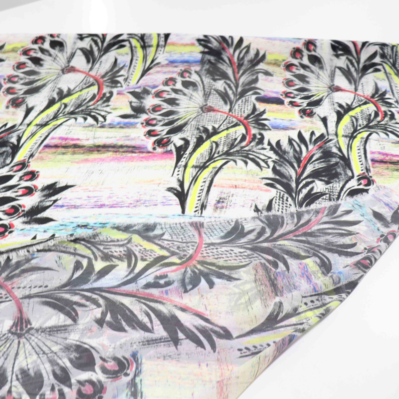 Tecido Crepe Chiffon Italiano Arte Étnica Colorida (0.5m)