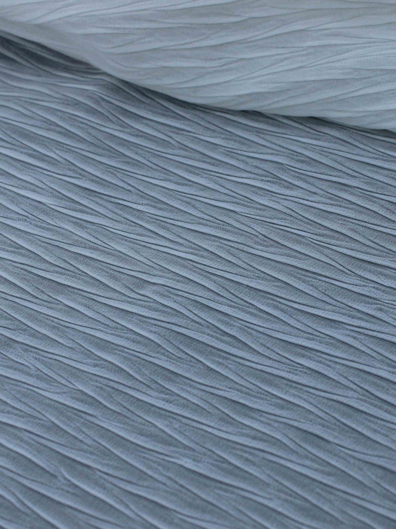 Tecido Crepe Plissado Escamas Branco
