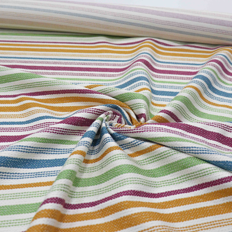 Tecido Tweed Leve Italiano Listrado Irregular Colorido 