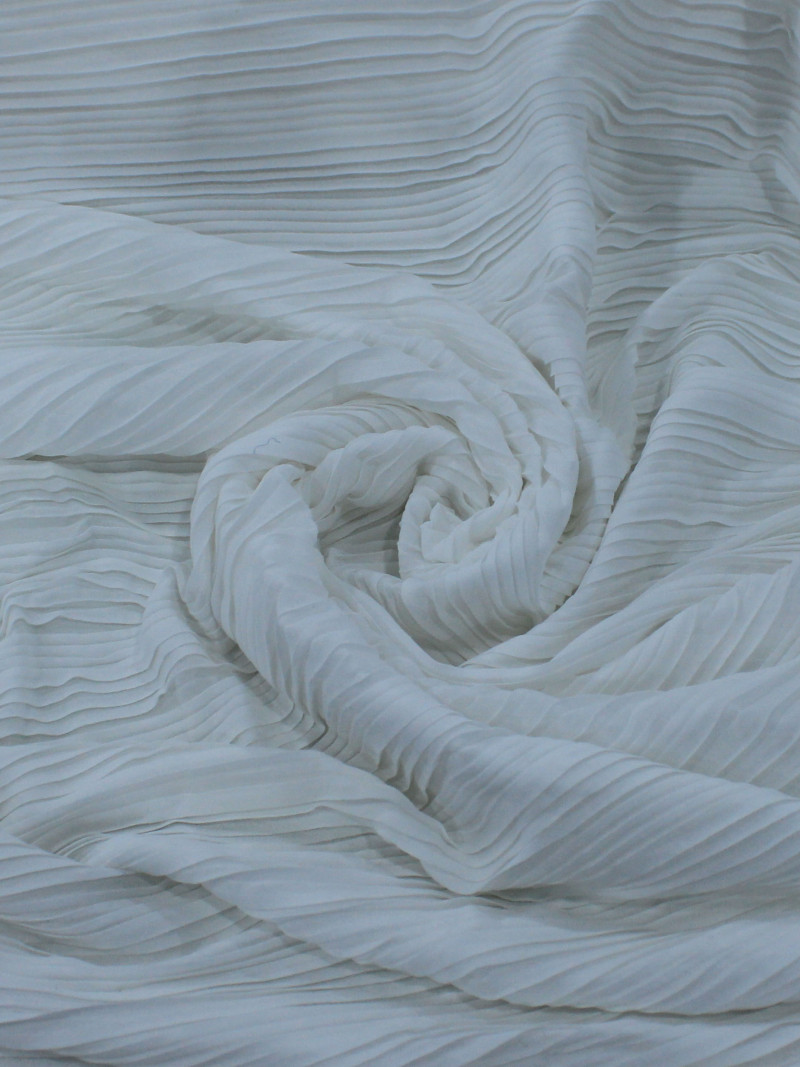 Tecido Crepe Plissado Branco