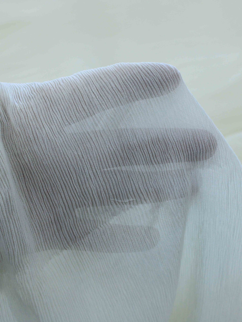 Tecido Crepe Micro Plissado Offwhite