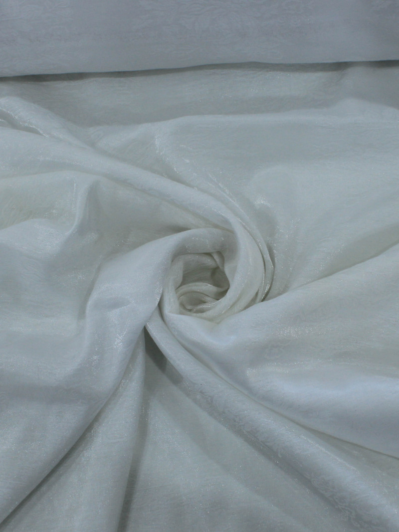 Tecido Cambraia de Algodão Brocada Flores Branco