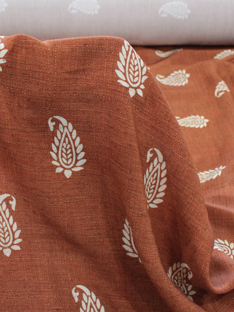 Tecido Viscose Premium Cashmere com Barrado Terracota e Bege