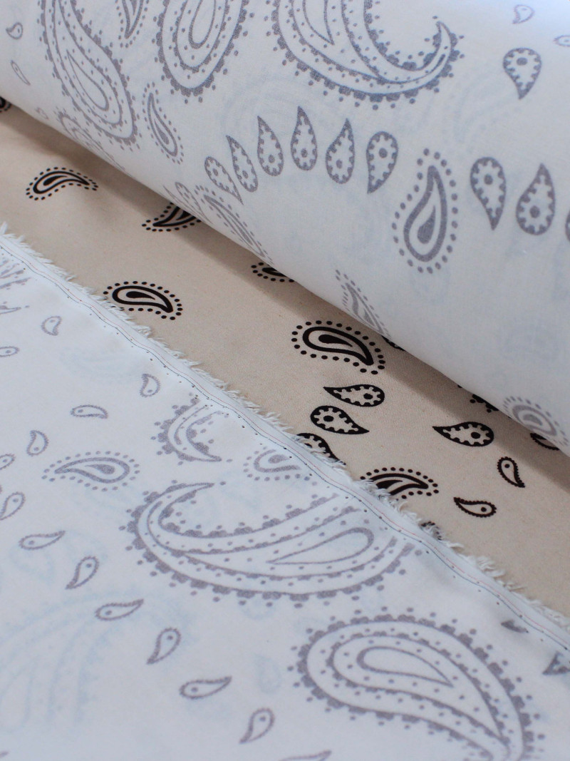 Tecido Viscose Premium Bandana Cashmere Bege e Preto