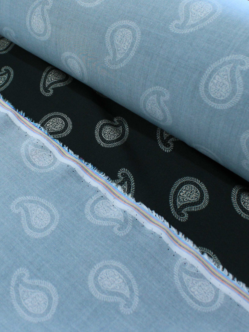 Tecido Viscose Premium Micro Cashmere Verde Petróleo e Off-White