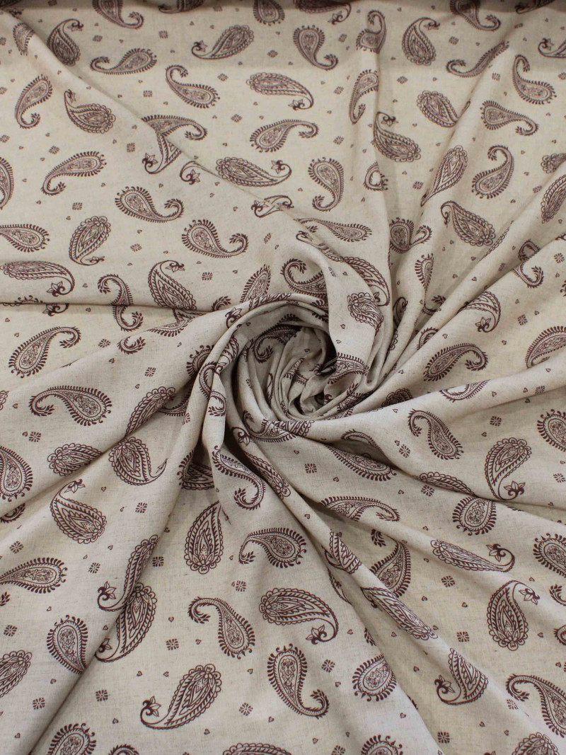 Tecido Viscose Premium Cashmere Vintage Bege e Marrom