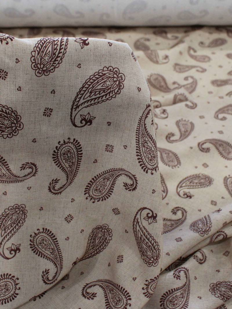 Tecido Viscose Premium Cashmere Vintage Bege e Marrom