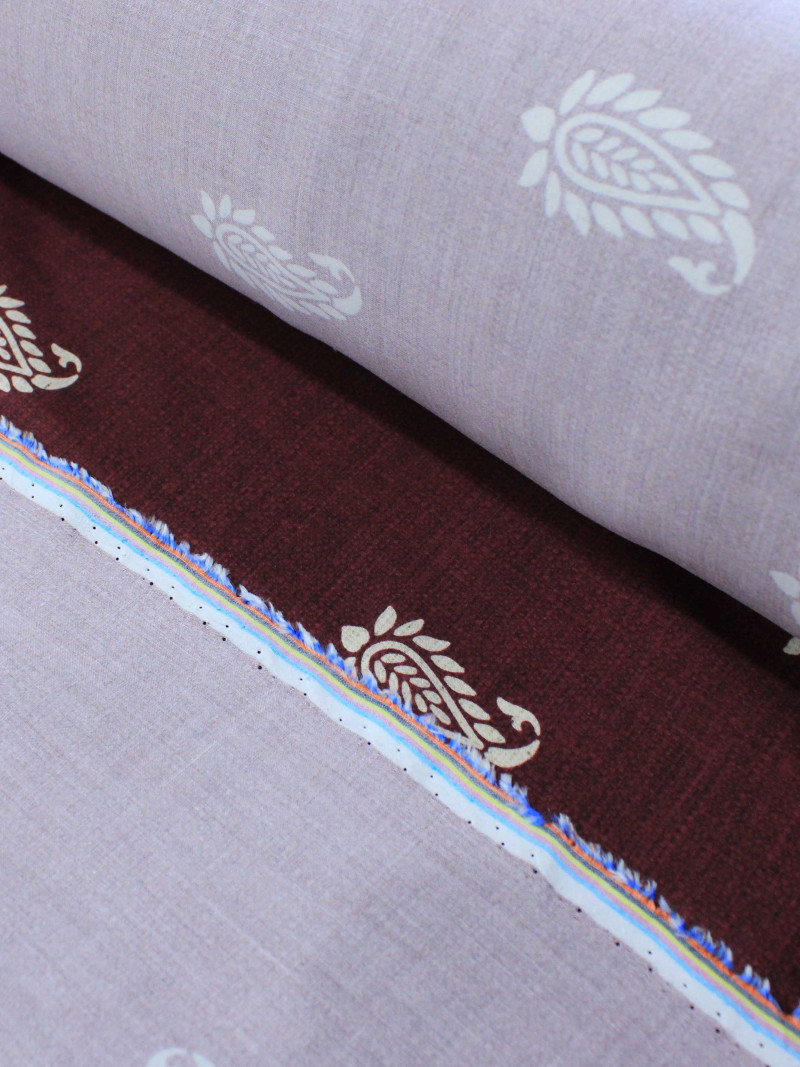 Tecido Viscose Premium Barrado Cashmere Vinho e Off-White