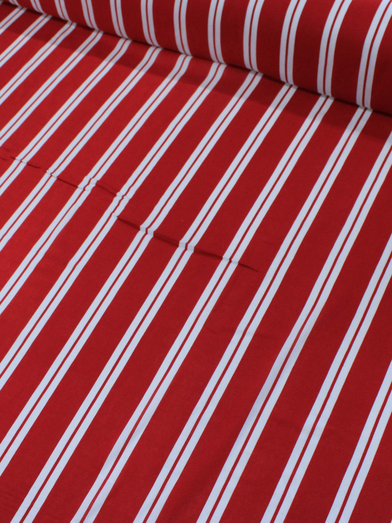 Tecido Viscose Listrado Vermelho e Branco