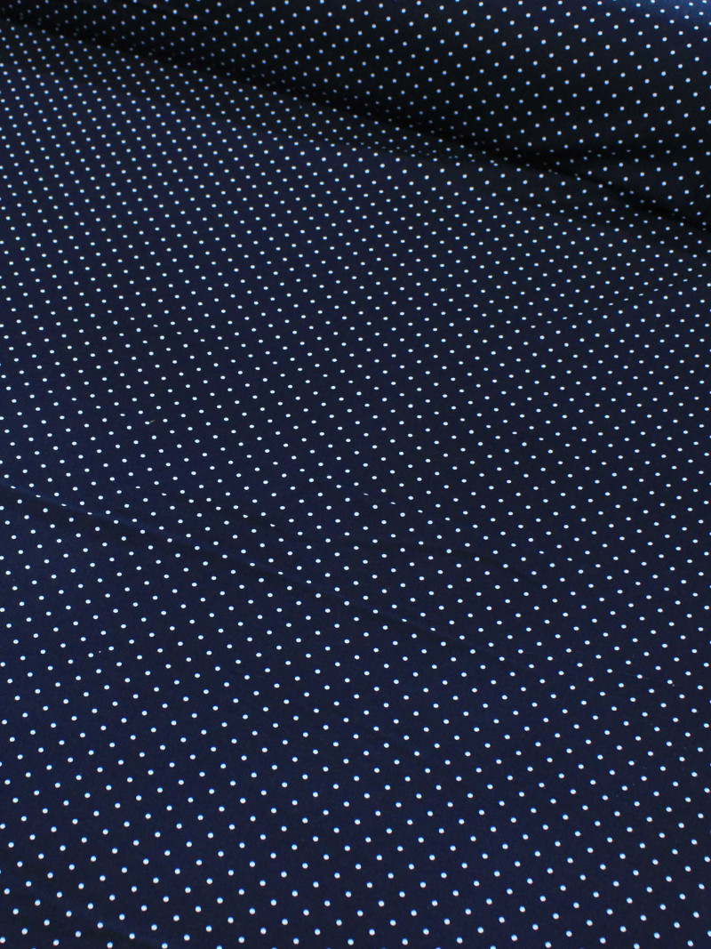 Tecido Viscose Micro Poá Azul Marinho e Branco