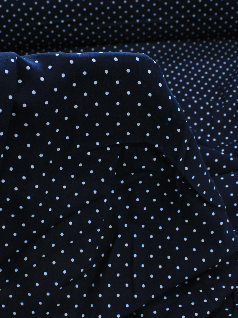 Tecido Viscose Micro Poá Azul Marinho e Branco