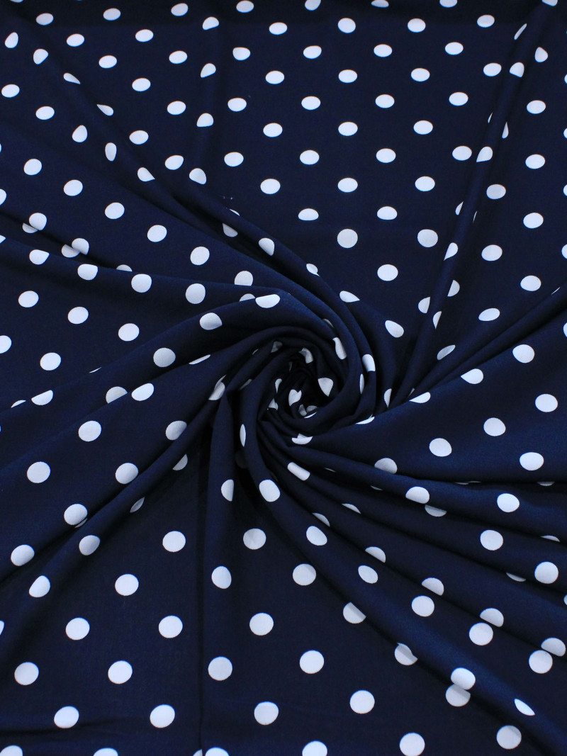 Tecido Viscose Poá Azul Marinho e Branco
