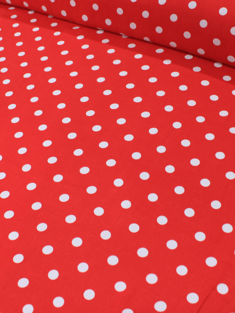 Tecido Viscose Poá Vermelho e Branco