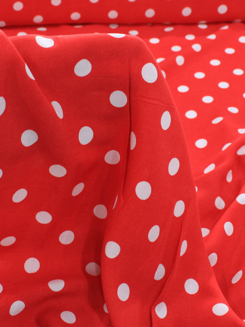 Tecido Viscose Poá Vermelho e Branco