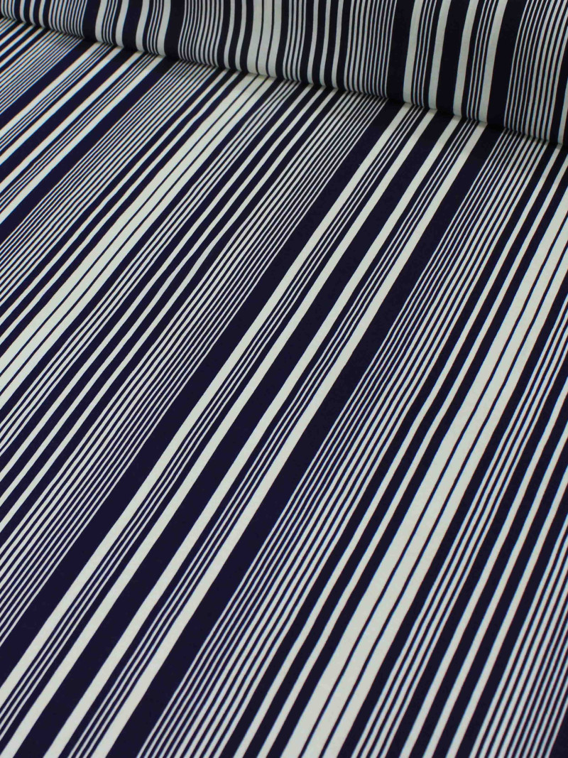 Tecido Viscose Listrado Azul Marinho e Creme