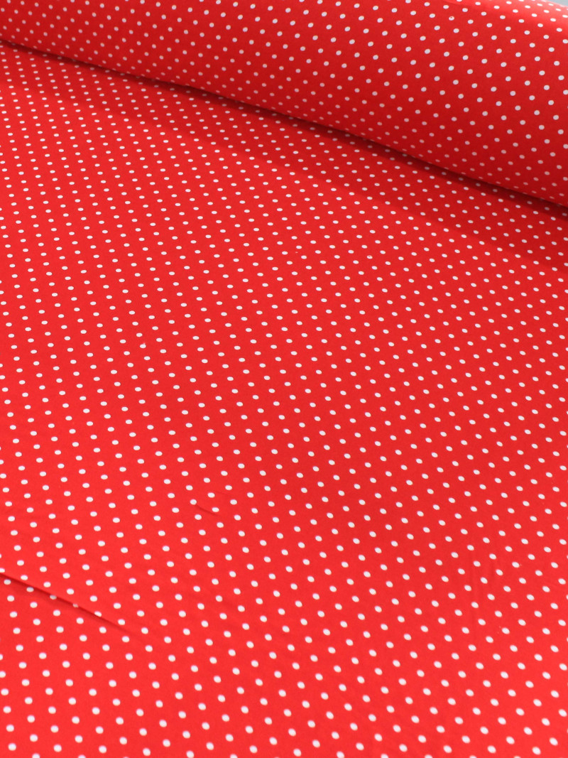 Tecido Viscose Micro Poá Vermelho e Branco