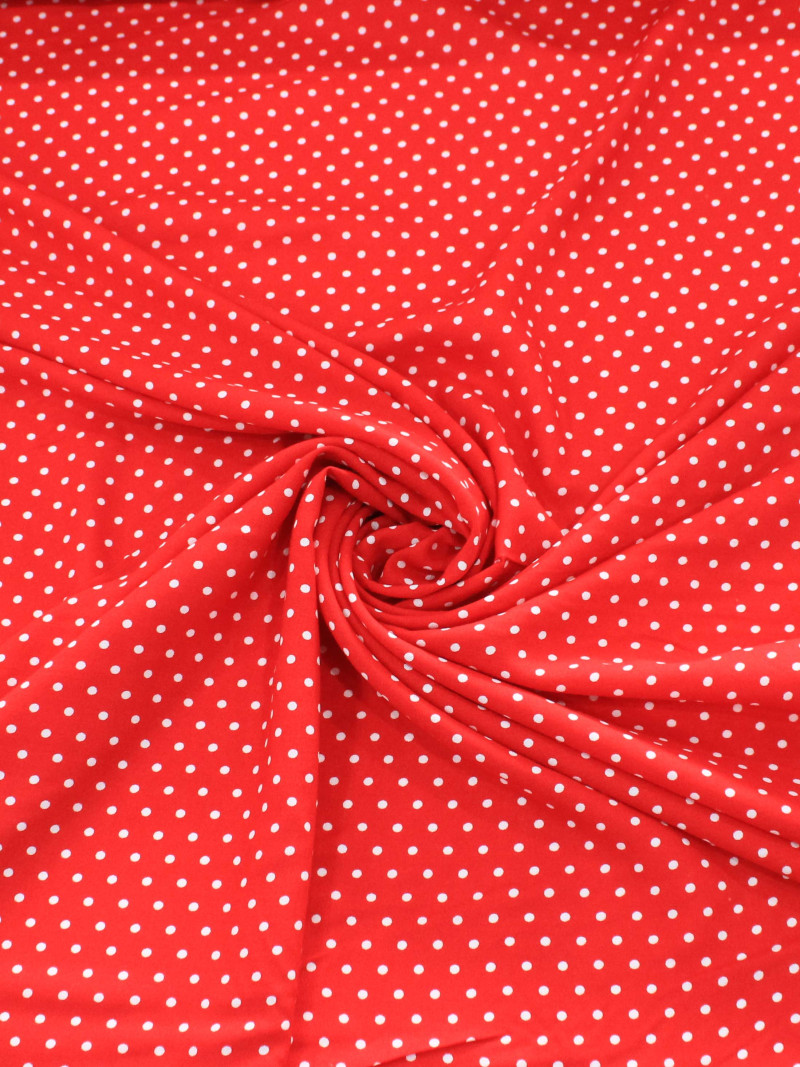 Tecido Viscose Micro Poá Vermelho e Branco