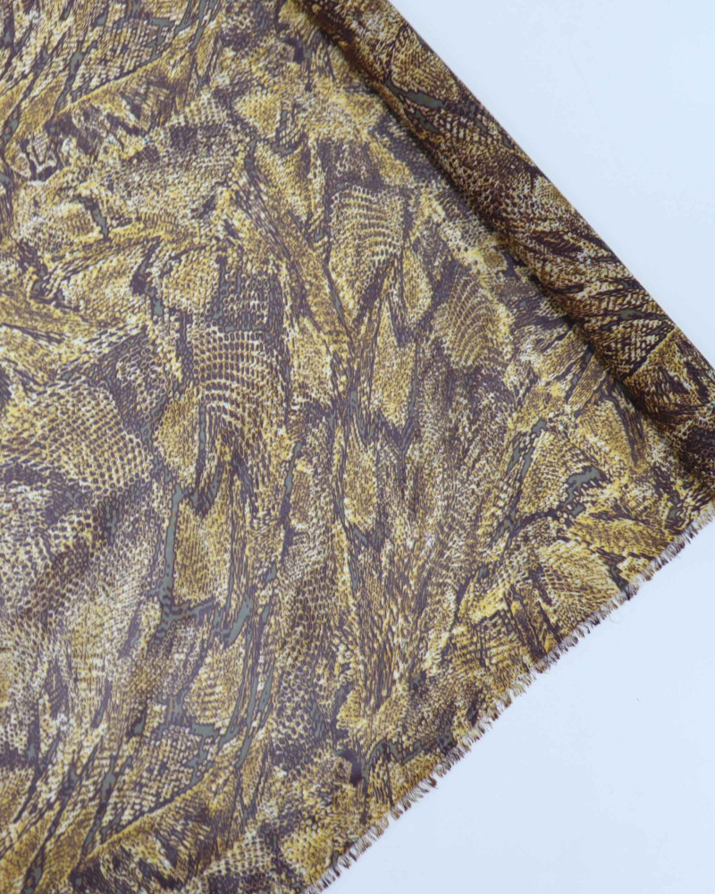 Tecido Crepe Chiffon Animal Print Marrom e Amarelo