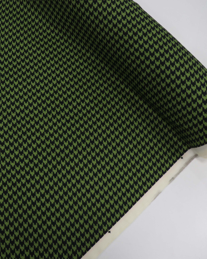 Tecido Crepe Salinas Pied Poule Preto e Verde