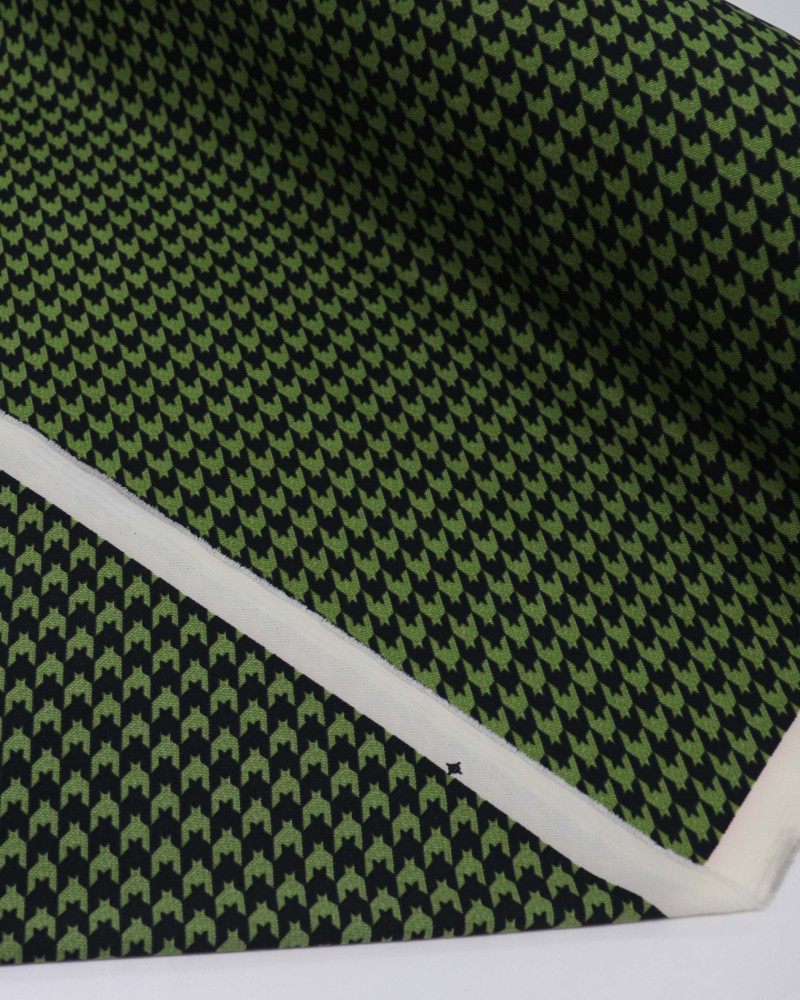 Tecido Crepe Salinas Pied Poule Preto e Verde