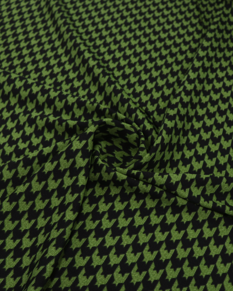 Tecido Crepe Salinas Pied Poule Preto e Verde