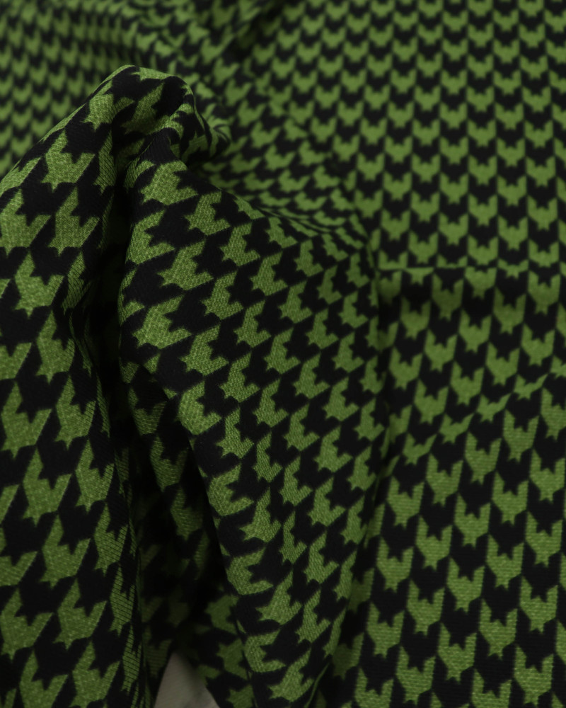 Tecido Crepe Salinas Pied Poule Preto e Verde