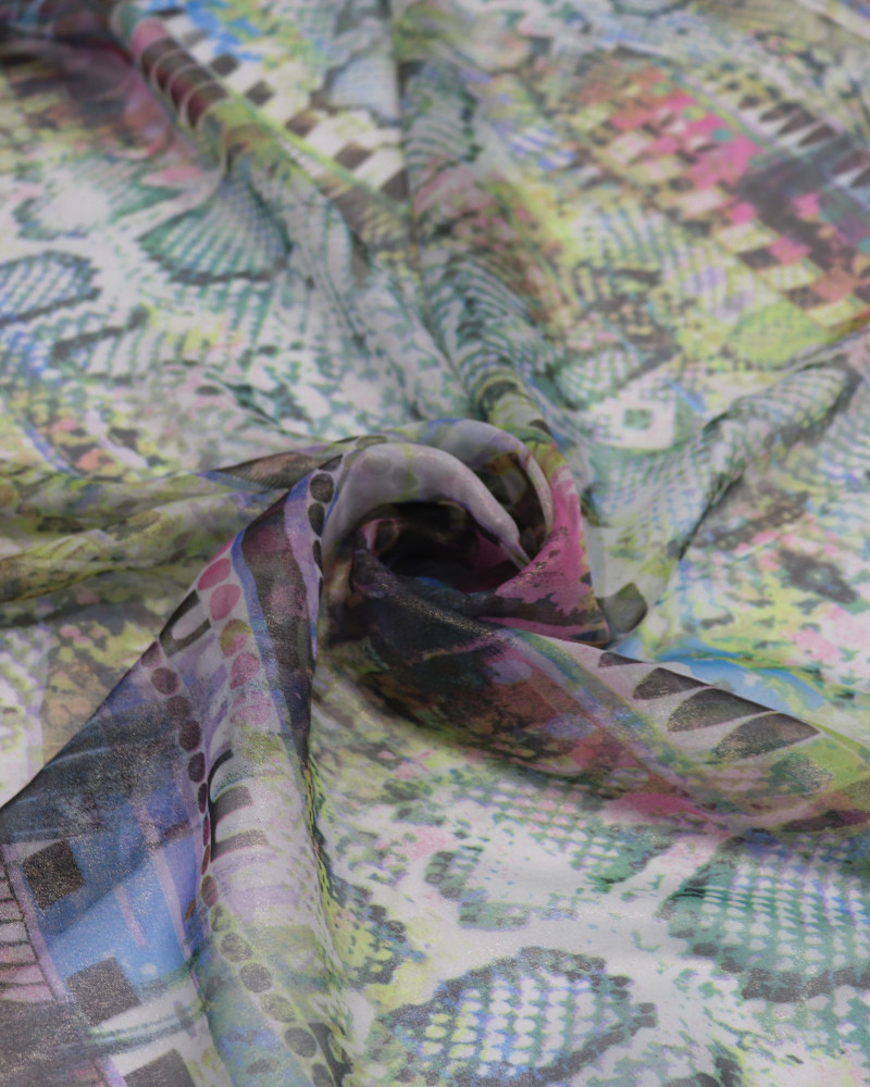 Tecido Crepe Chiffon Multi Estampado Colorido