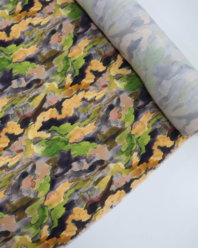 Tecido Viscose Premium Pintura em Aquarela Tons Terrosos