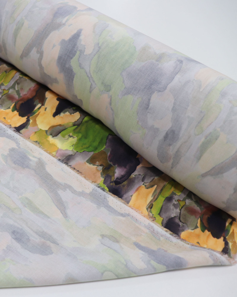 Tecido Viscose Premium Pintura em Aquarela Tons Terrosos