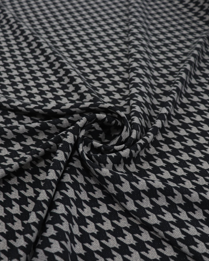 Tecido Crepe Salinas Pied Poule Preto e Cinza