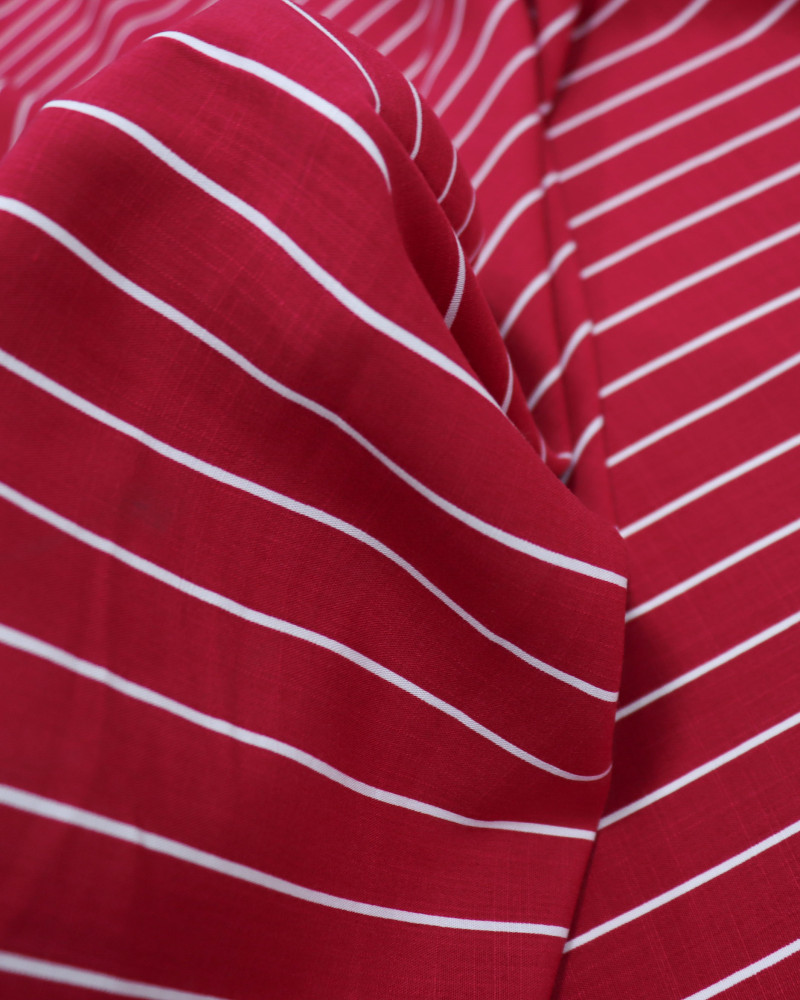 Tecido Viscose Texturizada Listrado Branco e Magenta