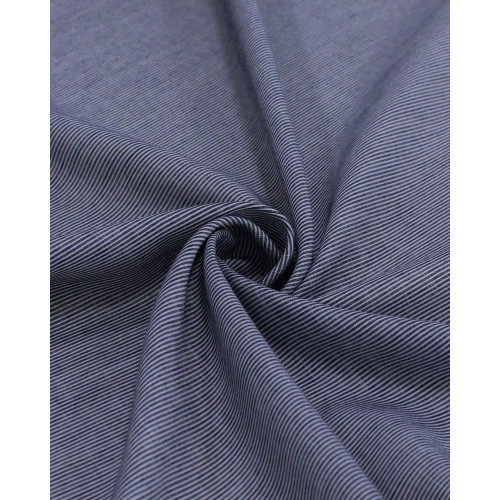 Tecido Cambraia Mista de Algodão Flamê Risca de Giz Azul Jeans