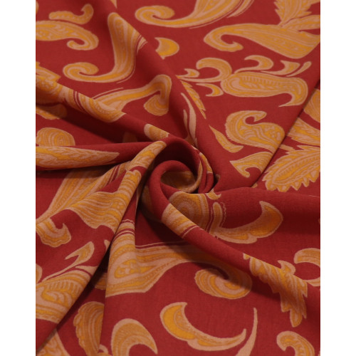 Tecido Crepe Koshibo Ramos em Casmere Amarelo, Bege e Vermelho