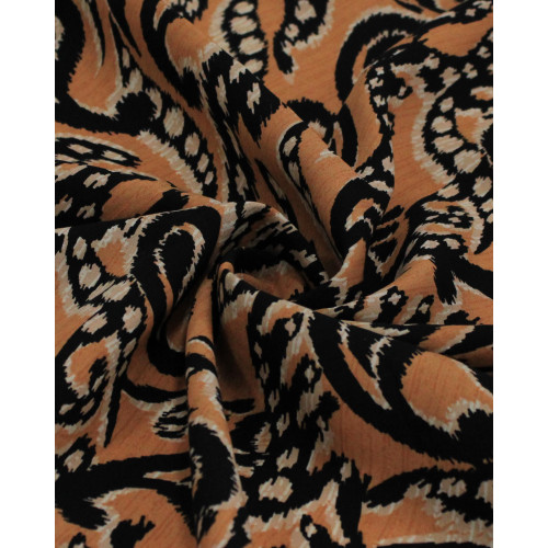 Tecido Viscose Cashmere Abstrata Nude, Preto e Argila