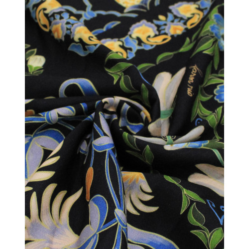 Tecido Viscose Premium Estampa Lenço Colorido e Preto