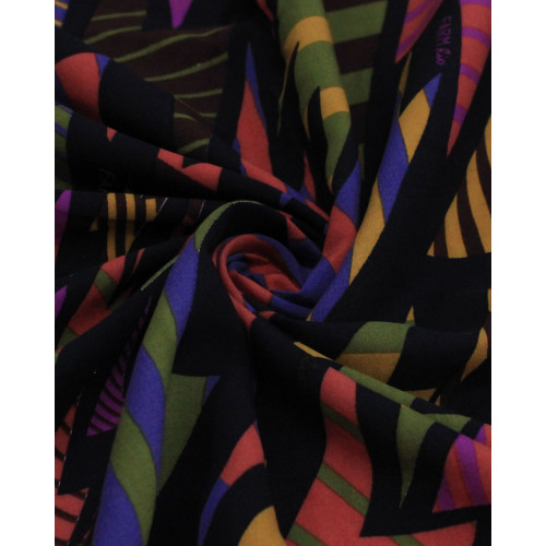 Tecido Viscose Premium Raios Listrados Coloridos e Preto