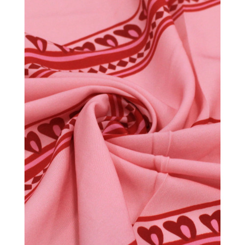 Tecido Viscose Premium Listras Estampadas Vermelho e Tons de Rosa